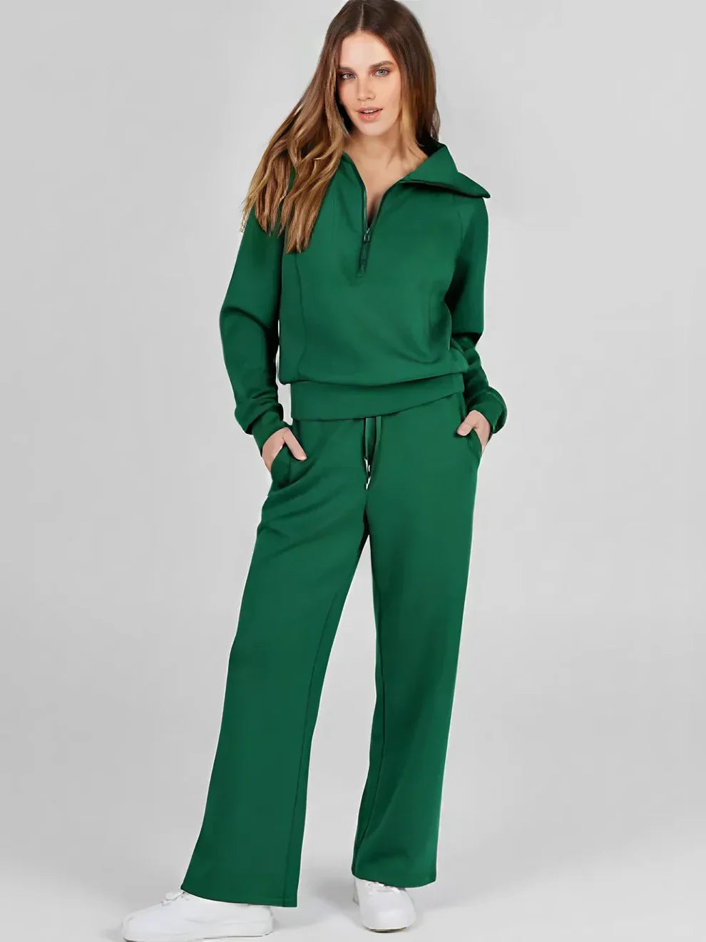 Conjunto de Moda Mujer Suéter Cuello Alto y Pantalones Confortables