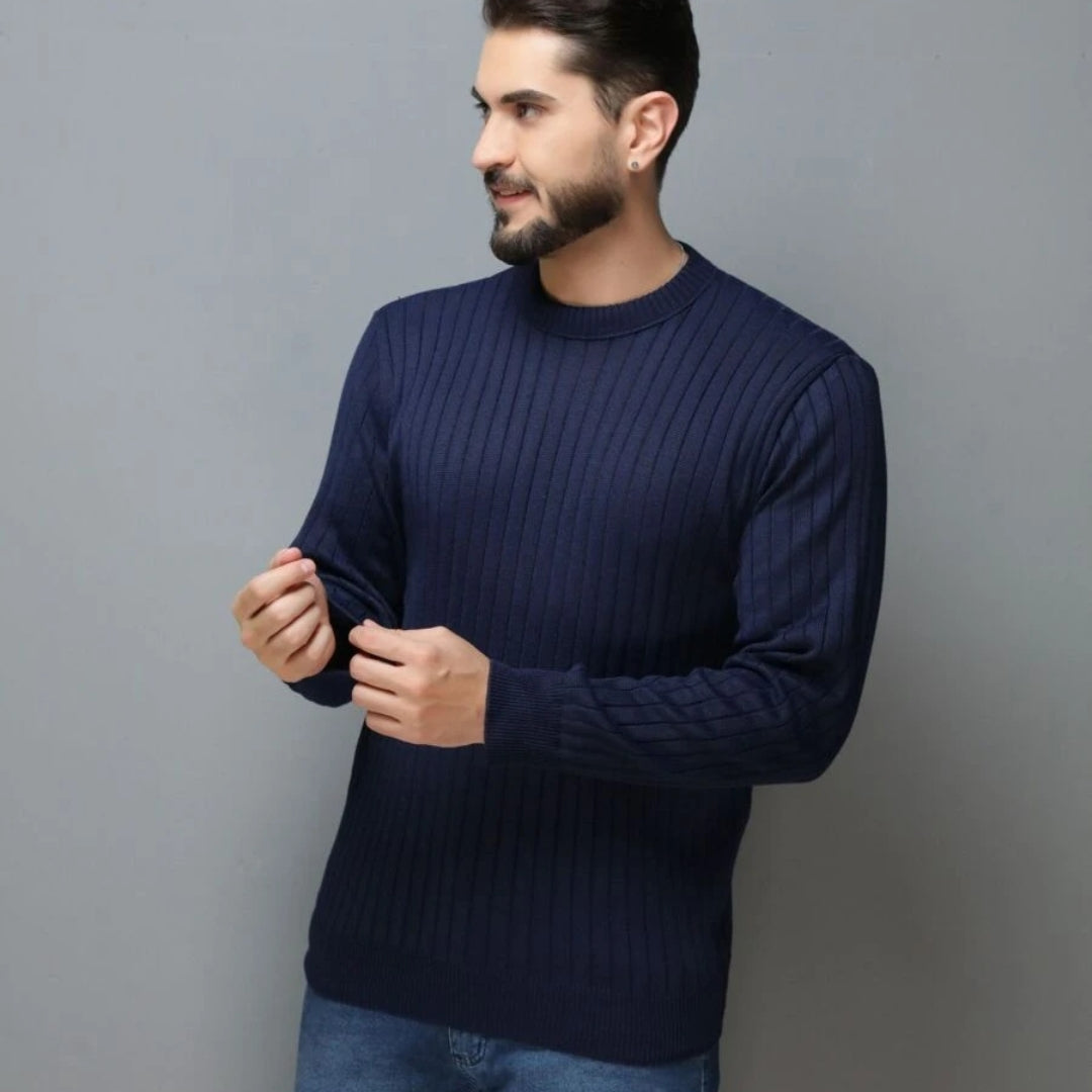 Suéter de Punto Clásico Azul para Hombre