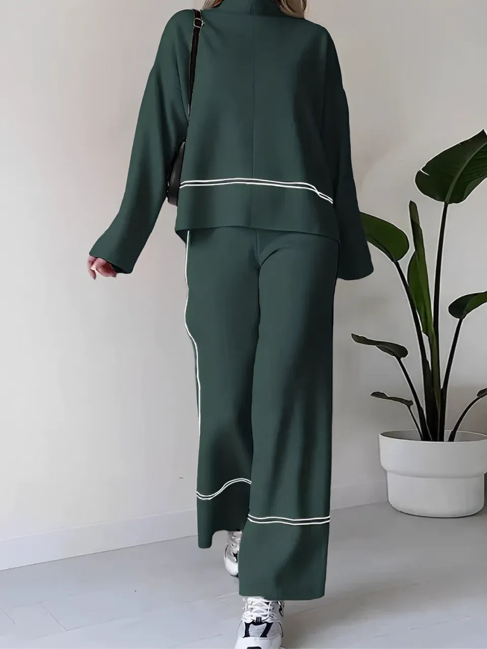 Conjunto de Suéter y Pantalones de Punto para Invierno Mujer