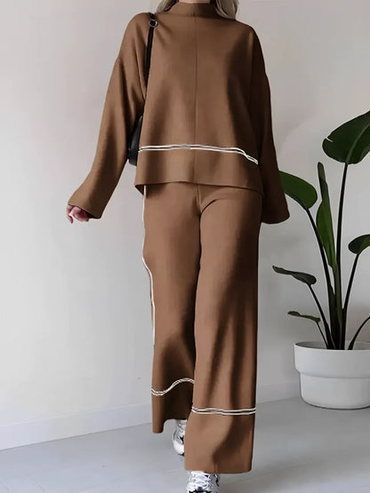 Conjunto de Suéter y Pantalones de Punto para Invierno Mujer
