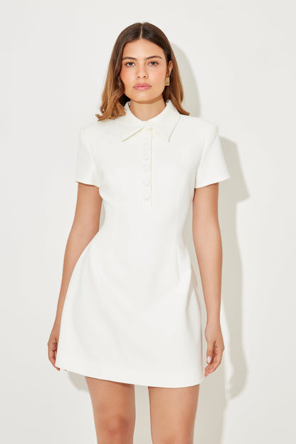 Vestido Mini con Cuello y Falda Voluminosa – Estilo Elegante y Moderno