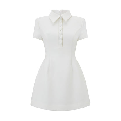 Vestido Mini con Cuello y Falda Voluminosa – Estilo Elegante y Moderno
