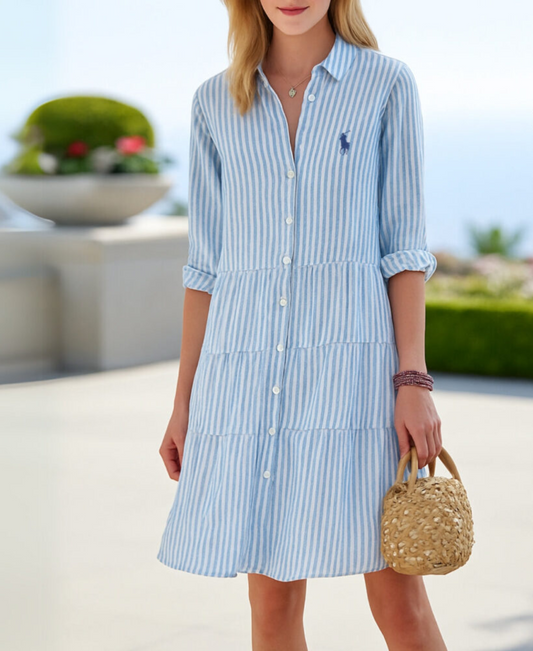 Vestido a Rayas de R. Lauren Mujer – Incluye Sombrero de Sol